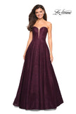 Picture of: A Line Lace Strapless Ball Gown in Burgundy, Style: 27284, Detail Picture 2