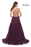 Picture of: A-Line Prom Dress with Illusion Ruched Bodice in Dark Berry, Style: 31457, Detail Picture 2