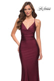 Picture of: Long Jersey Gown with Rhinestones Throughout in Dark Berry, Style 29935, Detail Picture 3