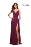 Picture of: Elegant Criss-Cross Ruched Bodice Jersey Dress in Dark Berry, Style: 30571, Detail Picture 3