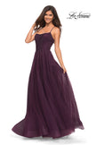 Picture of: Rhinestone and Tulle Gown with A-line Skirt in Dark Berry, Detail Picture 3