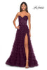 Picture of: A-Line Ruffle Tulle Prom Dress with Sweetheart Top in Dark Berry, Style: 32283, Detail Picture 3