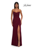 Picture of: Chic Strapless Net Jersey Evening Dress with Slit in Dark Berry, Style: 33116, Detail Picture 3