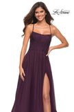 Picture of: Rhinestone and Tulle Gown with A-line Skirt in Dark Berry, Detail Picture 4