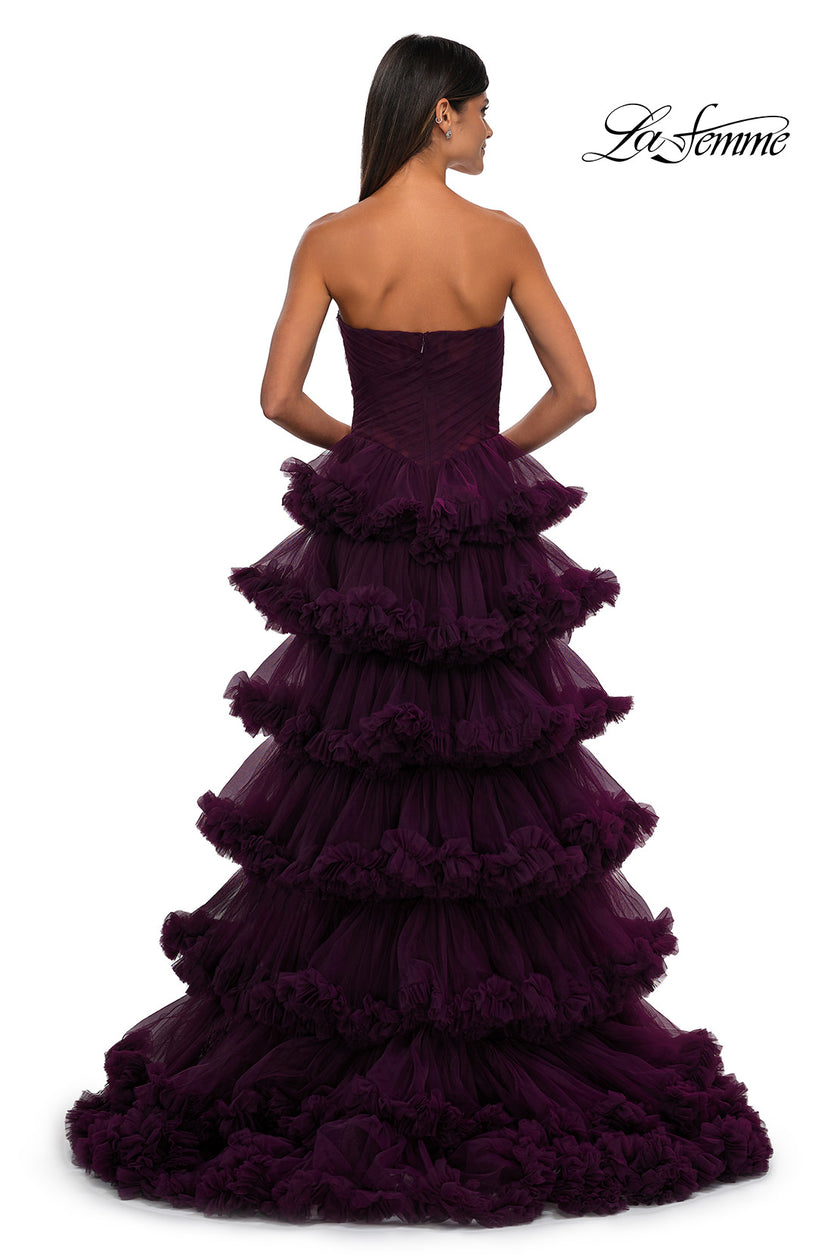 Picture of: Prom Dress with Fabulous Tiered Ruffle Skirt and Strapless Top in Dark Berry, Style: 32721, Detail Picture 4