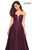 Picture of: A Line Lace Strapless Ball Gown in Burgundy, Style: 27284, Detail Picture 5