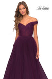 Picture of: Off The Shoulder Tulle Prom Dress with Sheer Bodice in Burgundy, Style: 28462, Detail Picture 5