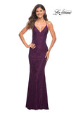 Picture of: Lace Prom Dress with Illusion Embellished Sides in Dark Berry, Detail Picture 6