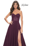 Picture of: Strapless Sweetheart A-Line Corset Prom Dress in Dark Berry, Style: 31971, Detail Picture 6