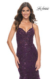 Picture of: Mermaid Prom Dress with Sequin Beaded Applique in Dark Berry, Style: 32033, Detail Picture 6