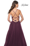 Picture of: A-Line Prom Dress with Illusion Ruched Bodice in Dark Berry, Style: 31457, Detail Picture 7