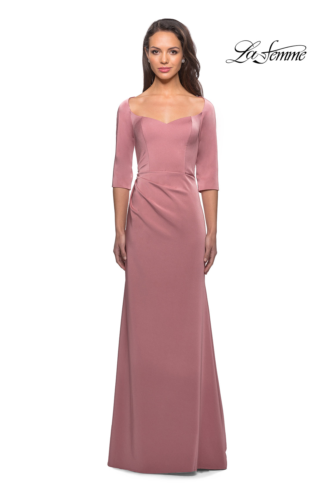 Picture of: Classic Long Dress with Three Quarter Sleeves in Dark Blush, Style: 25148, Detail Picture 3