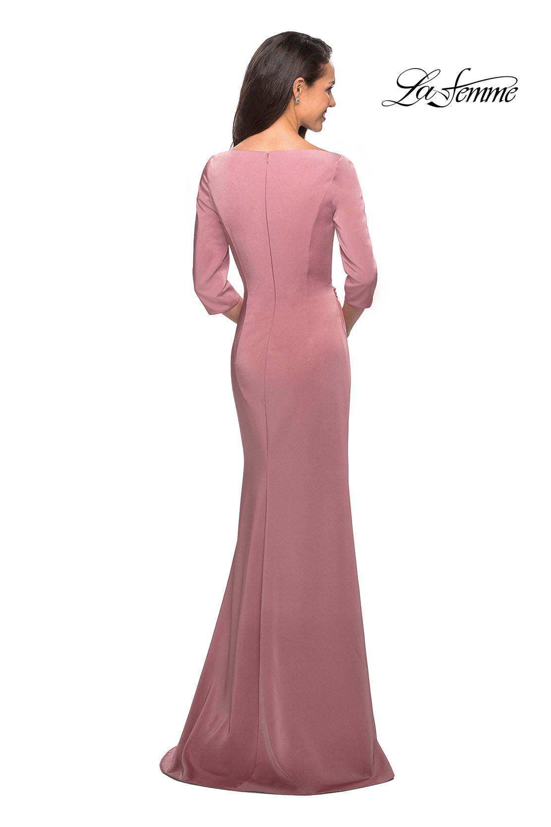 Picture of: Classic Long Dress with Three Quarter Sleeves in Dark Blush, Style: 25148, Detail Picture 4