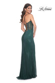 Picture of: Rhinestone Fishnet Dress with Illusion Bodice and Boning in Dark Emerald, Style: 32247, Detail Picture 5
