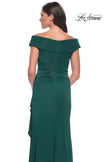 Picture of: Long Luxurious Jersey Off the Shoulder Evening Gown in Gunmetal, Style: 30040, Detail Picture 8