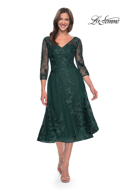 Picture of: Stylish Tea Length Mother of the Bride Dress with Sleeves in Black, Style: 30016, Detail Picture 1
