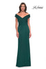 Picture of: Long Luxurious Jersey Off the Shoulder Evening Gown in Dark Emerald, Style: 30040, Detail Picture 1