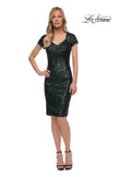 Picture of: Knee Length Sequin Dress with Short Sleeves in Dark Emerald, Detail Picture 2