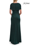 Picture of: Jersey Gown with Draped Bodice and Short Sleeves in Dark Emerald, Style: 33157, Detail Picture 4