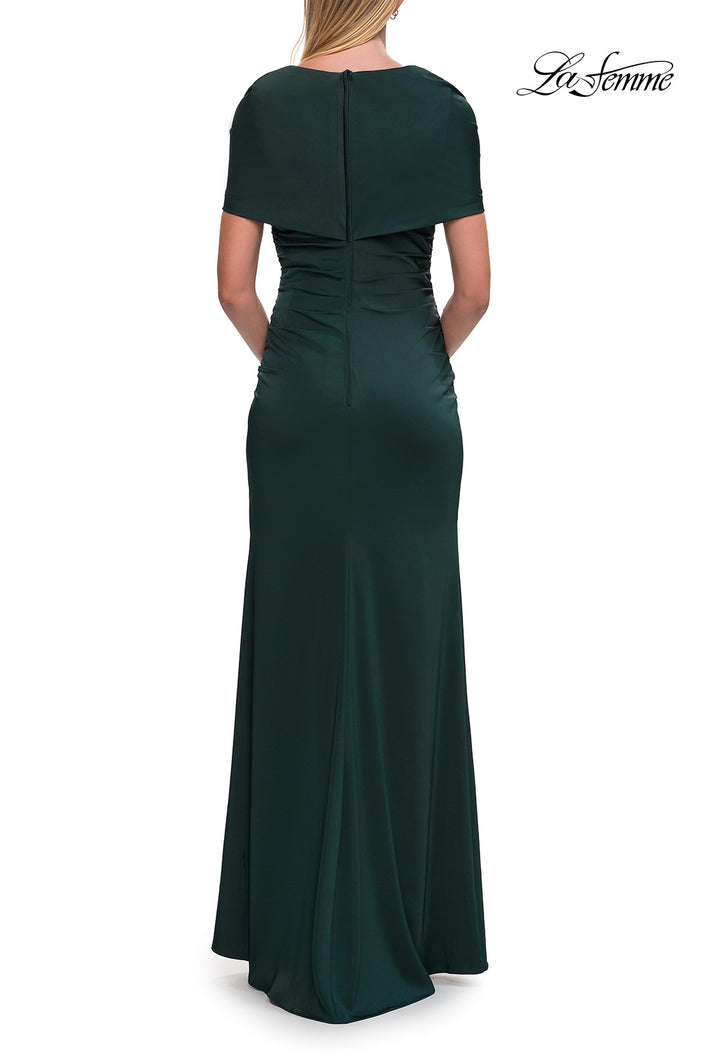 Picture of: Jersey Gown with Draped Bodice and Short Sleeves in Dark Emerald, Style: 33157, Detail Picture 4