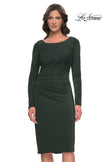 Picture of: Short Simple Jersey Dress with Flattering Ruching in Dark Emerald, Style: 31015, Detail Picture 7