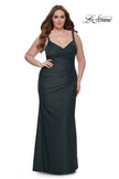Picture of: Flattering Ruched Plus Size Gown with V Neckline in Dark Emerald, Style: 32201, Main Picture