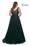 Picture of: Lace Embellished Tulle A-Line Dress with Illusion Back in Dark Emerald, Style: 31383, Detail Picture 8