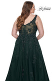 Picture of: Lace Embellished Tulle A-Line Dress with Illusion Back in Dark Emerald, Style: 31383, Detail Picture 10
