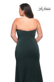 Picture of: Strapless Plus Size Dress with Ruffle Slit Detail in Dark Emerald, Style: 29664, Detail Picture 12