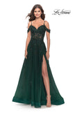 Picture of: A-Line Gown with Beautiful Beaded Lace Applique in Dark Emerald, Style: 31346, Main Picture