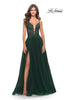 Picture of: A Line Tulle Gown with Lace Bodice and V Back in Dark Emerald, Style: 31507, Main Picture