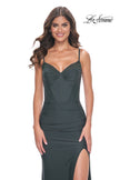 Picture of: Bustier Jersey Dress with Ruching and High Neckline in Dark Emerald, Style: 32238, Main Picture