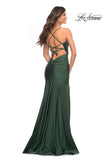 Picture of: Long Jersey Ruched Gown with Dramatic Skirt in Green, Style: 30587, Detail Picture 8