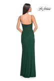 Picture of: Net Jersey Fitted Dress with Ruched Bustier Top in Dark Emerald, Style: 32239, Detail Picture 8