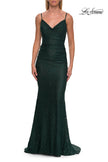 Picture of: Rhinestone Lace Gown with Draped Neckline and Open Back in Dark Emerald, Style: 33264, Detail Picture 8
