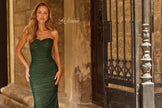 Picture of: Strapless Ruched Jersey Gown with Lace Lining in Dark Emerald, Style: 33601, Detail Picture 8, Landscape
