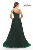 Picture of: One Shoulder A-Line Tulle Gown with Sheer Bodice in Dark Emerald, Style: 31069, Detail Picture 9