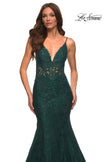 Picture of: Mermaid Lace Prom Dress with Sheer Jeweled Bodice in Green, Style: 30320, Detail Picture 11
