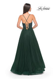 Picture of: Beautiful Rhinestone Beaded Illusion Top Tulle Prom Dress in Dark Emerald, Style: 32020, Detail Picture 12