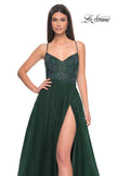 Picture of: Beautiful Rhinestone Beaded Illusion Top Tulle Prom Dress in Dark Emerald, Style: 32020, Detail Picture 13