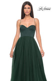 Picture of: Tulle A-Line Gown with Satin Bustier Top in Dark Emerald, Style: 32065, Detail Picture 15