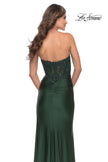 Picture of: Long Dress with Jersey Skirt and Lace Illusion Bodice in Dark Emerald, Style: 31182, Back Picture