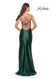 Picture of: Liquid Jersey Dress with Deep V Neckline in Dark Emerald, Style: 31375, Back Picture