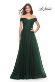 Picture of: A-Line Tulle Prom Dress with Off the Shoulder Top in Dark Emerald, Style: 30498, Detail Picture 18