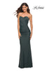 Picture of: Sweetheart Strapless Gown with Side Ruching in Dark Emerald, Detail Picture 1