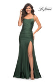 Picture of: Long Jersey Ruched Gown with Dramatic Skirt in Green, Style: 30587, Detail Picture 1