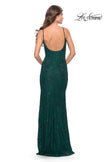 Picture of: Simple Stretch Lace Dress with Slit in Dark Emerald, Style: 31259, Detail Picture 3