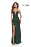 Picture of: Long Dress with Jersey Skirt and Lace Illusion Bodice in Dark Emerald, Style: 31182, Detail Picture 4