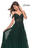 Picture of: A-Line Gown with Beautiful Beaded Lace Applique in Dark Emerald, Style: 31346, Detail Picture 4