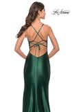 Picture of: Liquid Jersey Dress with Deep V Neckline in Dark Emerald, Style: 31375, Detail Picture 4